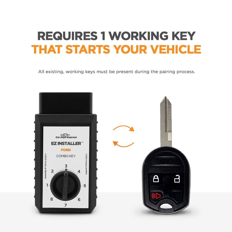 Car Keys Express مفتاح بسيط، جهاز تحكم عن بعد للمفتاح ومبرمج مفاتيح بأزرار 3، مجموعة استبدال المفتاح، مبرمج مفتاح بسيط لمركبات فورد، لينكولن، ميركوري، ومازدا المختارة - Image 4